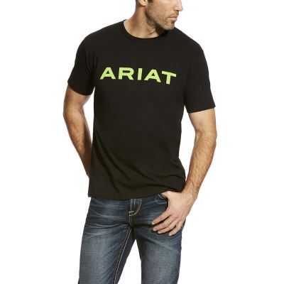 Ariat Western: Branded Camisetas Hombre - Negras / Moutarde (TDHZK7502)